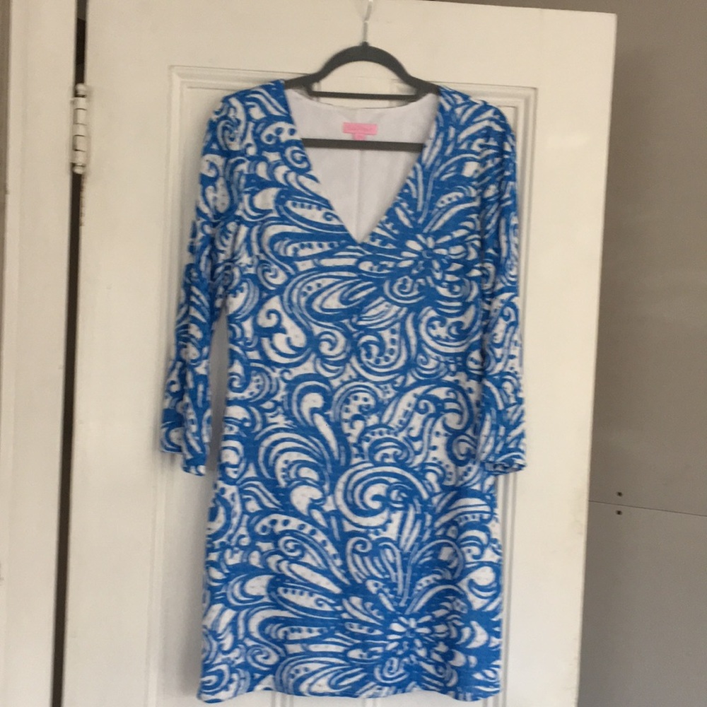 Lilly Pulitzer Jade Dress Size M Blue and White